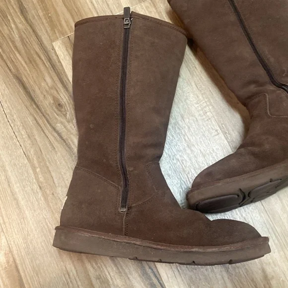 UGG Australia Women's 5235 Sheepskin Dark Brown Suede Tall Boots Size 8 EUC - Picture 7 of 17